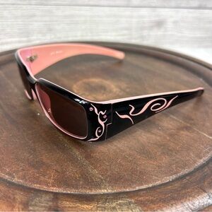 AJ Morgan Black Pink Rhinestone Swirl Y2K Sunglasses Festival Coachella